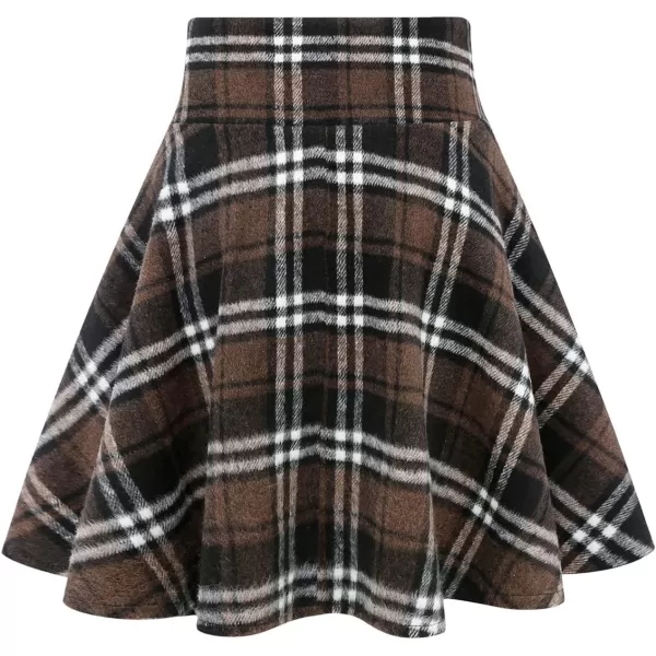 IDEALSANXUN Wool Plaid Mini Gothic Skirts for Womens High Waist Lace Up Short Pleated Skater SkirtsCoffee