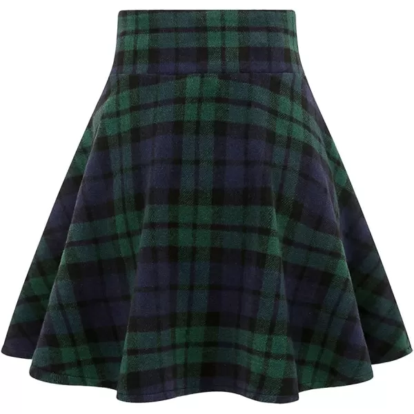 IDEALSANXUN Wool Plaid Mini Gothic Skirts for Womens High Waist Lace Up Short Pleated Skater SkirtsGreen