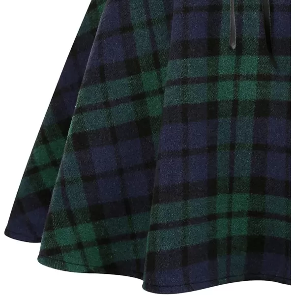 IDEALSANXUN Wool Plaid Mini Gothic Skirts for Womens High Waist Lace Up Short Pleated Skater SkirtsGreen