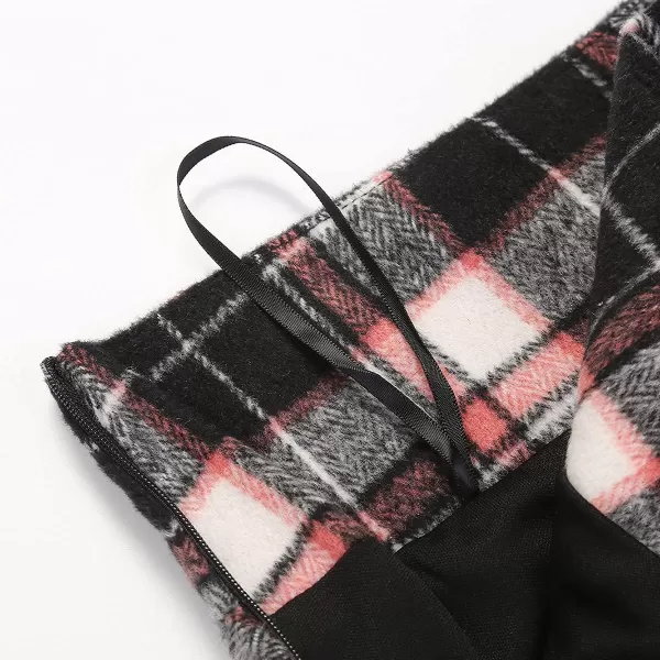 IDEALSANXUN Wool Plaid Mini Gothic Skirts for Womens High Waist Lace Up Short Pleated Skater SkirtsPinkampblack