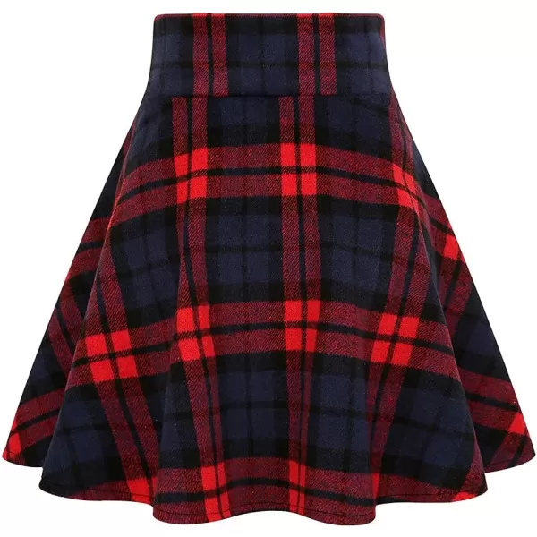 IDEALSANXUN Wool Plaid Mini Gothic Skirts for Womens High Waist Lace Up Short Pleated Skater SkirtsRed