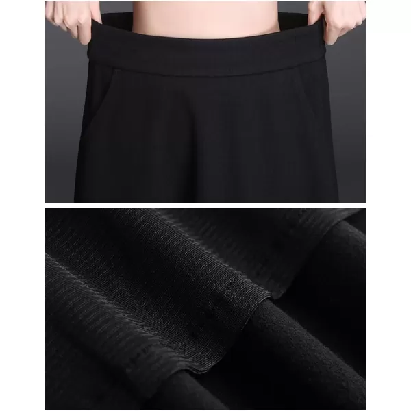 IDEALSANXUN Wool Skirts for Women Midi Length High Waisted A Line Swing SkirtBlack