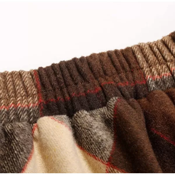 IDEALSANXUN Wool Skirts for Womens High Waist Aline Pleated Midi SkirtsBig Plaid Coffee