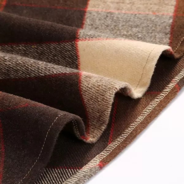 IDEALSANXUN Wool Skirts for Womens High Waist Aline Pleated Midi SkirtsBig Plaid Coffee