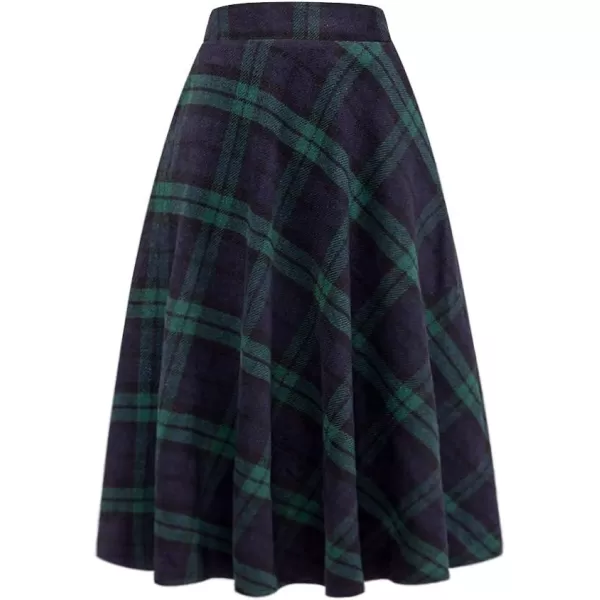 IDEALSANXUN Wool Skirts for Womens High Waist Aline Pleated Midi SkirtsGreen