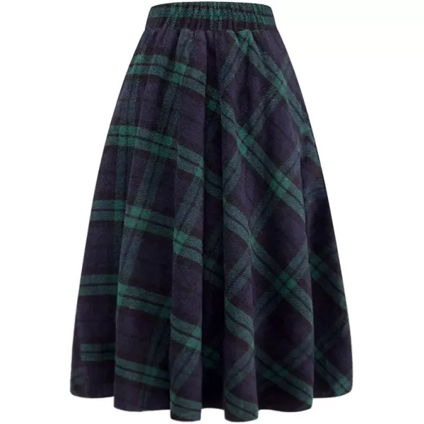 IDEALSANXUN Wool Skirts for Womens High Waist Aline Pleated Midi SkirtsGreen