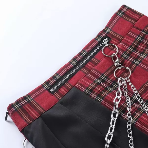 Mini Gothic Skirts for Womens A line Short High Waist Plaid Skirts1911 Plaid Red