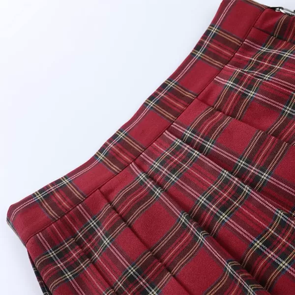 Mini Gothic Skirts for Womens A line Short High Waist Plaid Skirts1911 Plaid Red