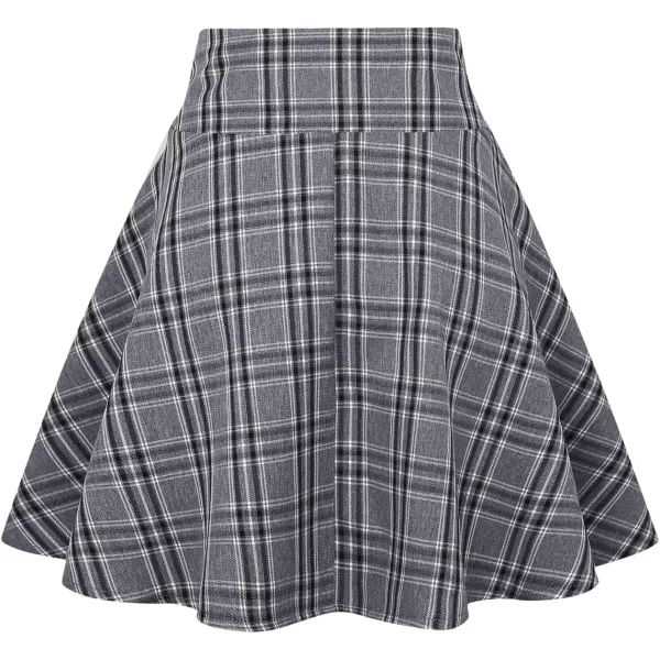 Mini Gothic Skirts for Womens A line Short High Waist Plaid SkirtsGrey