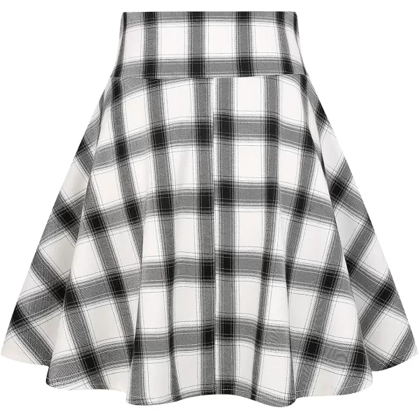 Mini Gothic Skirts for Womens A line Short High Waist Plaid SkirtsNew White