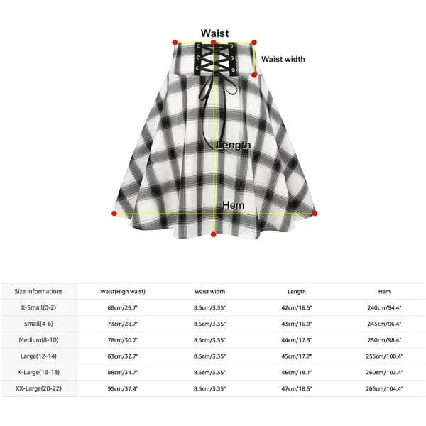 Mini Gothic Skirts for Womens A line Short High Waist Plaid SkirtsNew White
