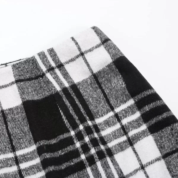 Plaid Mini Skirts for Womens High Waisted Fall Winter Wool Bodycon Pencil Skirts with SlitBlack