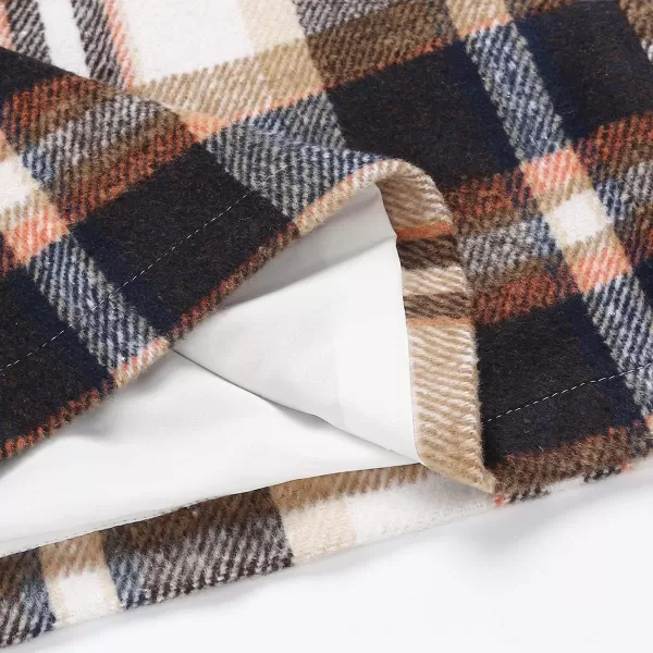 Plaid Mini Skirts for Womens High Waisted Fall Winter Wool Bodycon Pencil Skirts with SlitBrown