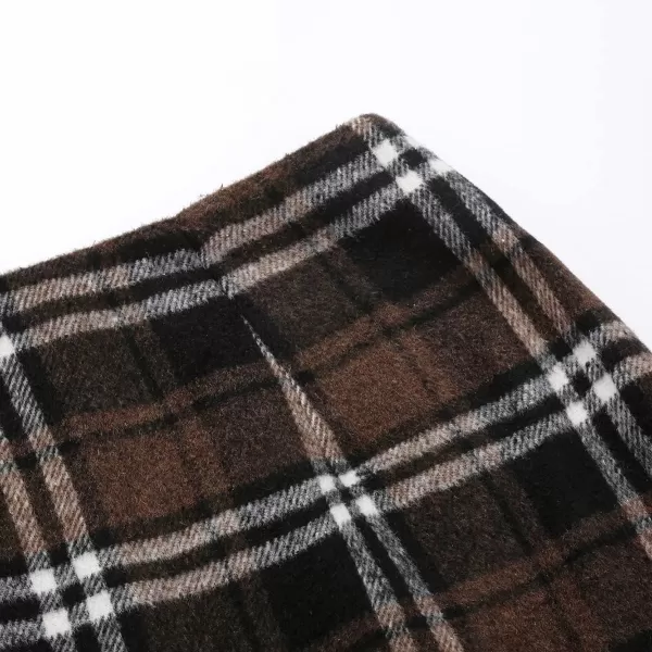 Plaid Mini Skirts for Womens High Waisted Fall Winter Wool Bodycon Pencil Skirts with SlitCoffee