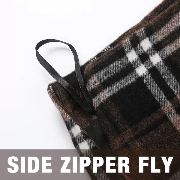 Plaid Mini Skirts for Womens High Waisted Fall Winter Wool Bodycon Pencil Skirts with SlitCoffee