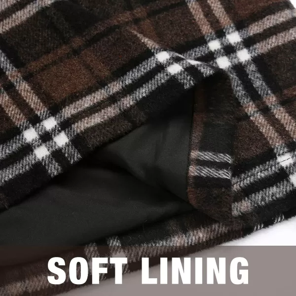 Plaid Mini Skirts for Womens High Waisted Fall Winter Wool Bodycon Pencil Skirts with SlitCoffee