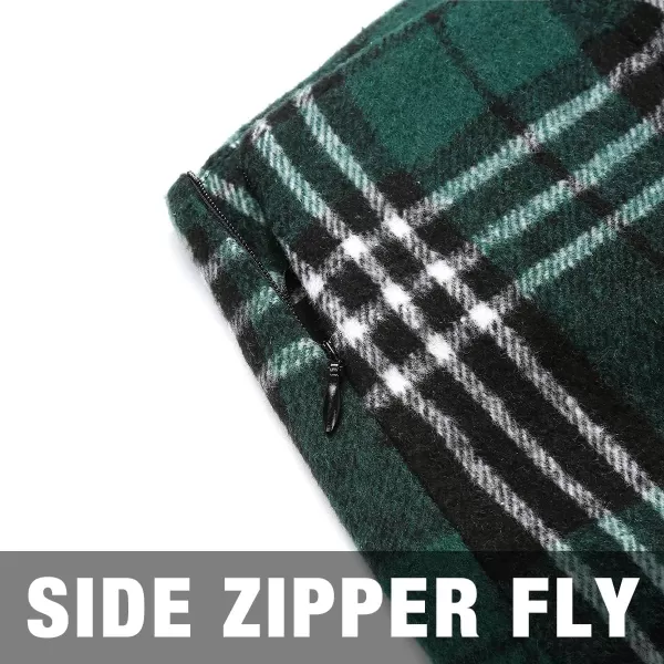Plaid Mini Skirts for Womens High Waisted Fall Winter Wool Bodycon Pencil Skirts with SlitGreen 01