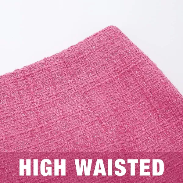 Plaid Mini Skirts for Womens High Waisted Fall Winter Wool Bodycon Pencil Skirts with SlitTweed Pink