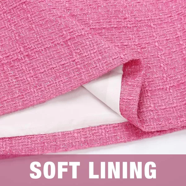 Plaid Mini Skirts for Womens High Waisted Fall Winter Wool Bodycon Pencil Skirts with SlitTweed Pink