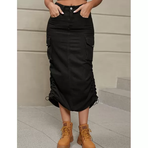 Womens Long Cargo Skirts for Women Trendy 2023 Fashion Midi Denim Jean Skirts Y2K Clothing Black LWomens Long Cargo Skirts for Women Trendy 2023 Fashion Midi Denim Jean Skirts Y2K Clothing Black L