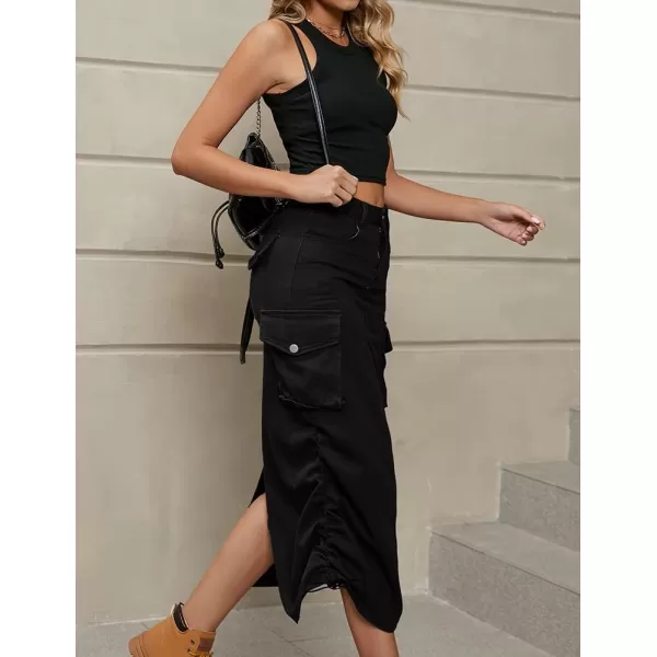 Womens Long Cargo Skirts for Women Trendy 2023 Fashion Midi Denim Jean Skirts Y2K Clothing Black LWomens Long Cargo Skirts for Women Trendy 2023 Fashion Midi Denim Jean Skirts Y2K Clothing Black L