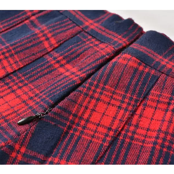 Womens Plaid Pleated Skirts High Waist Mini Plaid SkirtPlaid Red