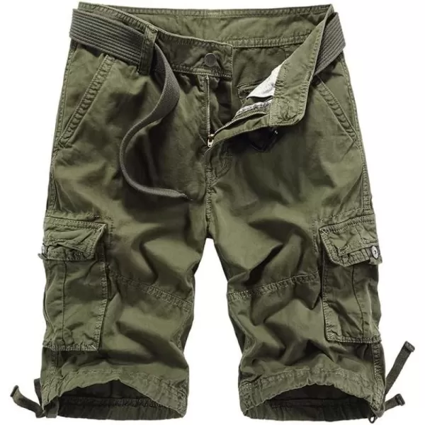 IDEALSANXUN Cargo Shorts for Men Casual Cotton Baggy Hiking Y2K Summer ShortsGreen