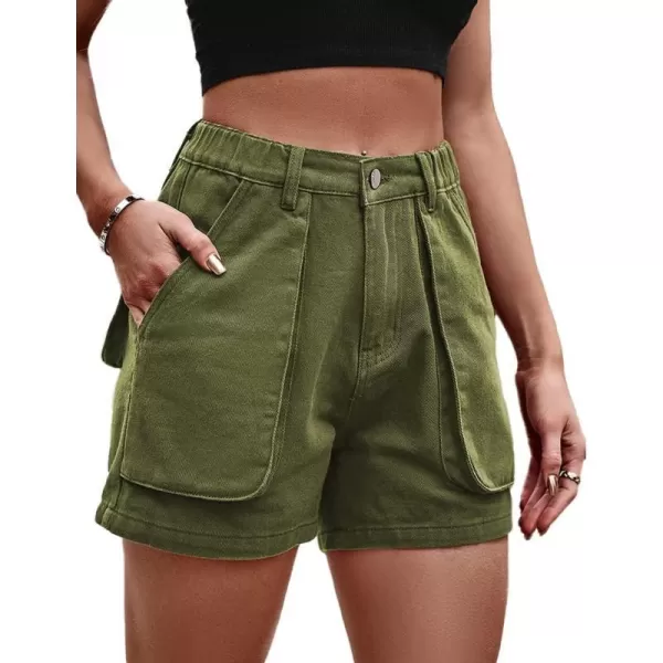 IDEALSANXUN Cargo Shorts for Women Summer Lounge High Waisted Y2K Cool Jean Denim ShortsArmy