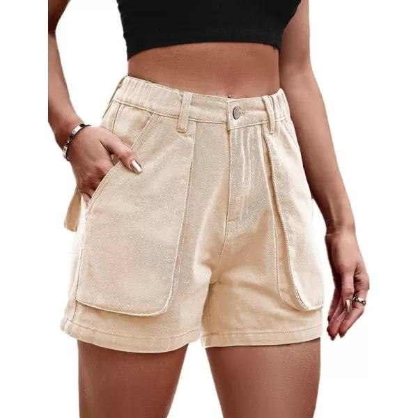 IDEALSANXUN Cargo Shorts for Women Summer Lounge High Waisted Y2K Cool Jean Denim ShortsKhaki