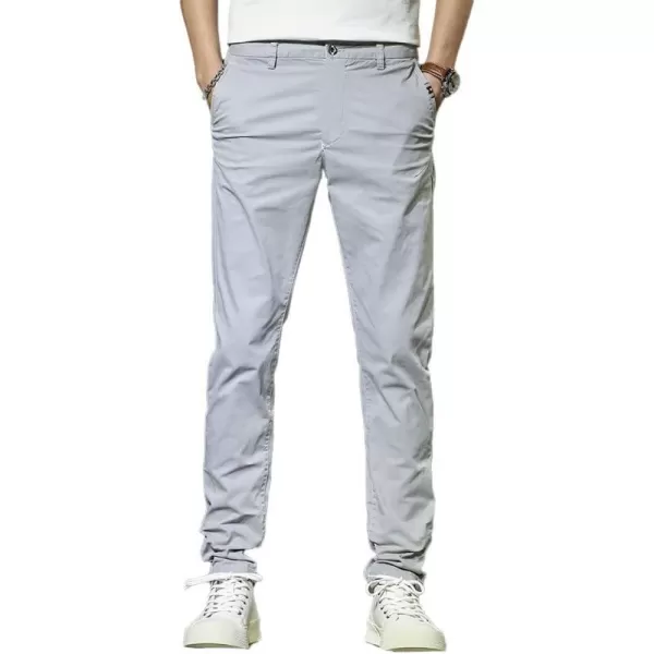 IDEALSANXUN Casual Pants for Men Cotton Lightweight Slim Fit Work Stretch Khaki PantsGrey