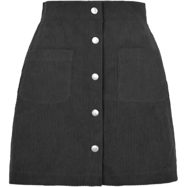 IDEALSANXUN Corduroy Mini Skirt for Women High Waisted Button Up Pencil Bodycon Casual Fall Winter SkirtsBlack