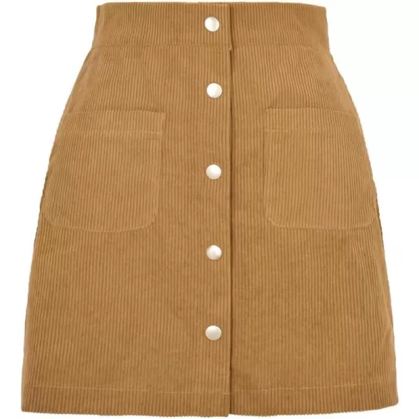 IDEALSANXUN Corduroy Mini Skirt for Women High Waisted Button Up Pencil Bodycon Casual Fall Winter SkirtsYellow