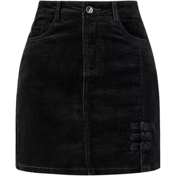 IDEALSANXUN Corduroy Mini Skirts for Women High Waisted y2k Fall Skirt with BeltBlack