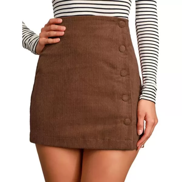 IDEALSANXUN Corduroy Skirt for Women Pencil Bodycon High Waisted Fall Winter Cute Short Mini SkirtsBrown