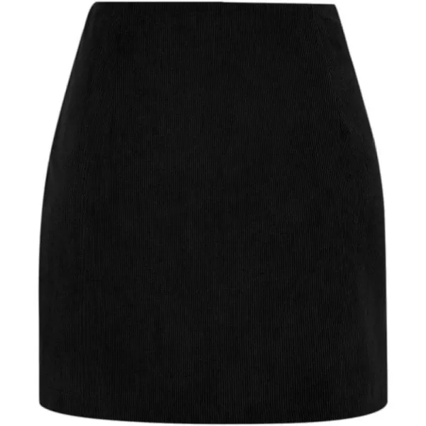 IDEALSANXUN Corduroy Skirt for Women Trendy Fall Winter High Waisted Knee Length Mini SkirtBlack