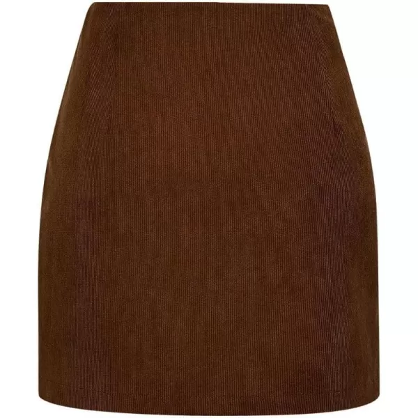 IDEALSANXUN Corduroy Skirt for Women Trendy Fall Winter High Waisted Knee Length Mini SkirtCoffee