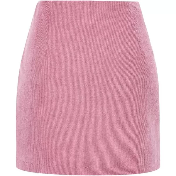 IDEALSANXUN Corduroy Skirt for Women Trendy Fall Winter High Waisted Knee Length Mini SkirtPink
