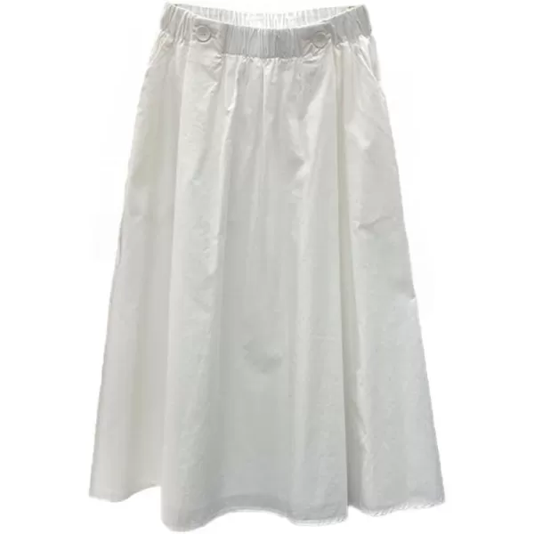 IDEALSANXUN Cotton Skirts for Women Trendy Casual High Waisted A Line Midi SkirtWhite