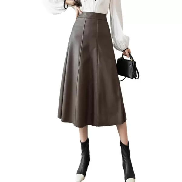 IDEALSANXUN Leather Pleated Skirt for Women 2023 Midi High Waisted A Line Flared Fall Winter Pleather Long SkirtIDEALSANXUN Leather Pleated Skirt for Women 2023 Midi High Waisted A Line Flared Fall Winter Pleather Long Skirt