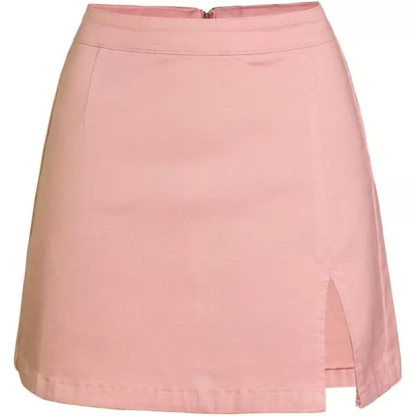IDEALSANXUN Leather Skirts for Women 2023 Fall Winter High Waisted Bodycon Pencil Sexy Mini Skirt with SlitPink