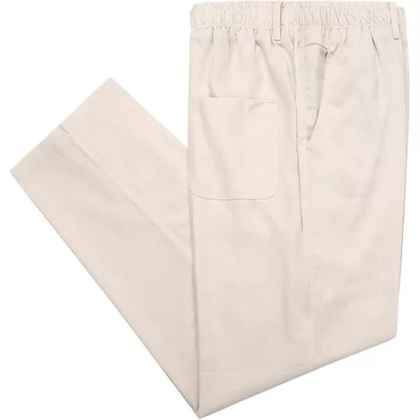 IDEALSANXUN Linen Pants Mens Elastic Waist Loose Fit Casual Cotton Linen Beach PantsBeige