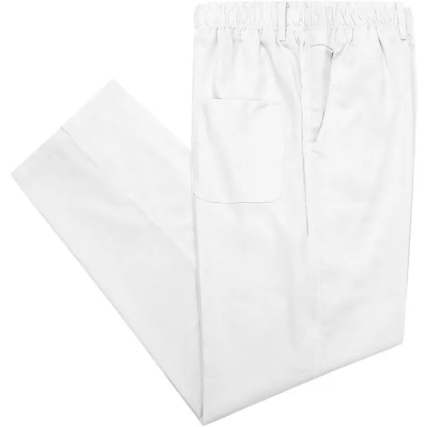 IDEALSANXUN Linen Pants Mens Elastic Waist Loose Fit Casual Cotton Linen Beach PantsWhite