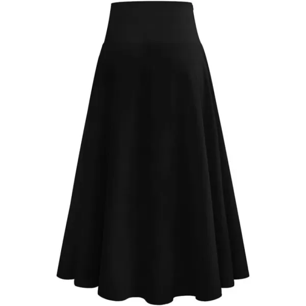 IDEALSANXUN Long Skirts for Women Trendy Summer High Waisted Slit Ruffle Beach Flowy Maxi SkirtBlack