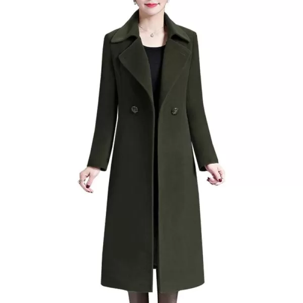 IDEALSANXUN Long Wool Coats for Women Double Breasted Vintage Fall Winter Pea Coat JacketsArmy