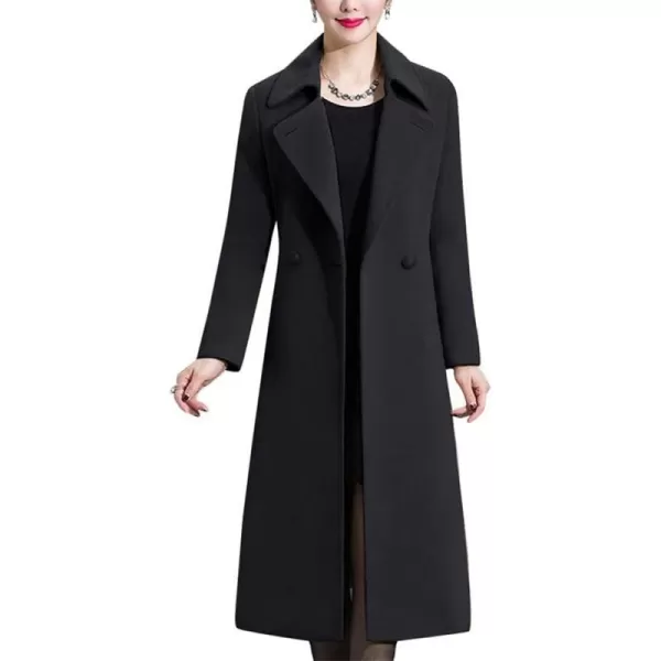 IDEALSANXUN Long Wool Coats for Women Double Breasted Vintage Fall Winter Pea Coat JacketsDark Grey