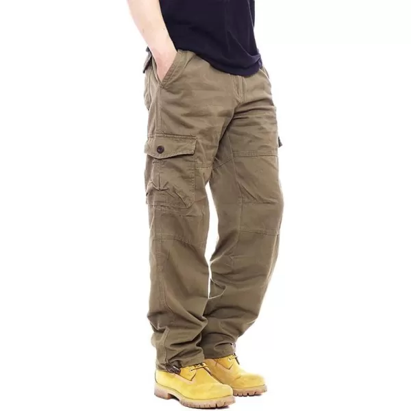 IDEALSANXUN Mens Cargo Pants Casual Elastic Waist Loose Straight Leg Cargo PantsArmy Yellow