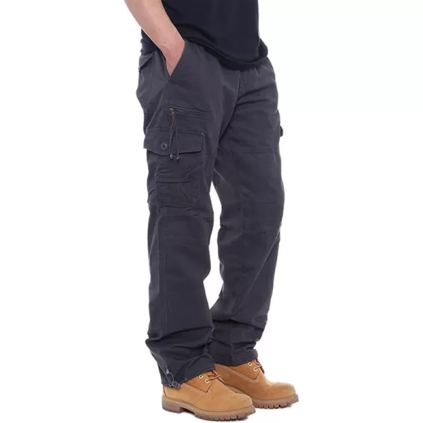 IDEALSANXUN Mens Cargo Pants Casual Elastic Waist Loose Straight Leg Cargo PantsDark Grey