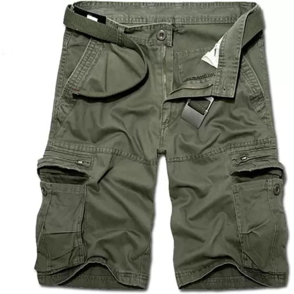 IDEALSANXUN Mens Cargo Shorts Casual Relaxed Fit Cotton ShortsArmy Green 01