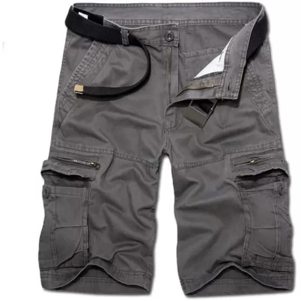 IDEALSANXUN Mens Cargo Shorts Casual Relaxed Fit Cotton ShortsDark Grey