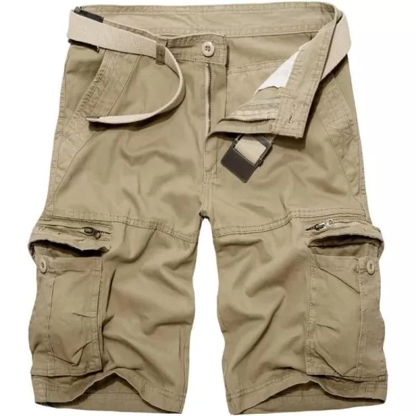 IDEALSANXUN Mens Cargo Shorts Casual Relaxed Fit Cotton ShortsKhaki